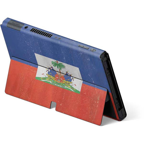 Haiti Flag Distressed Nintendo Switch OLED (2021) Skin